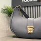 Crescent Luxury Faux Leather Shoulder Bag | Dark Gray Elegant Handbag for Women