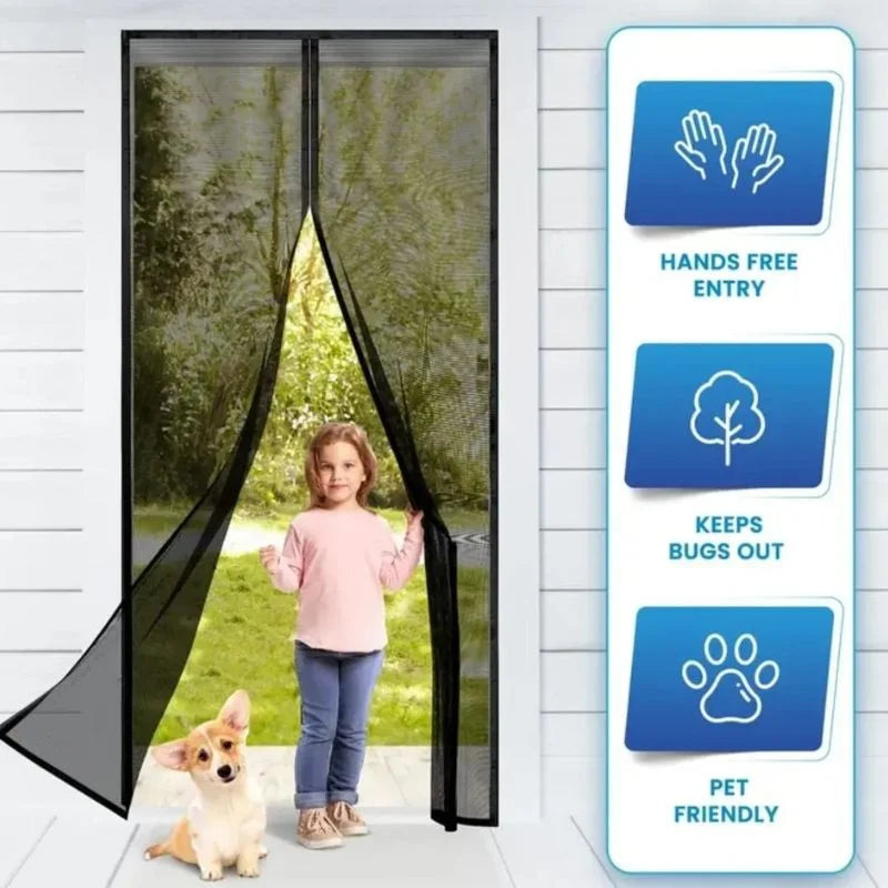 Hands-Free Retractable Magnetic Door Mesh | Magic Mesh Screen Door with Magnetic Closure | Random Colors