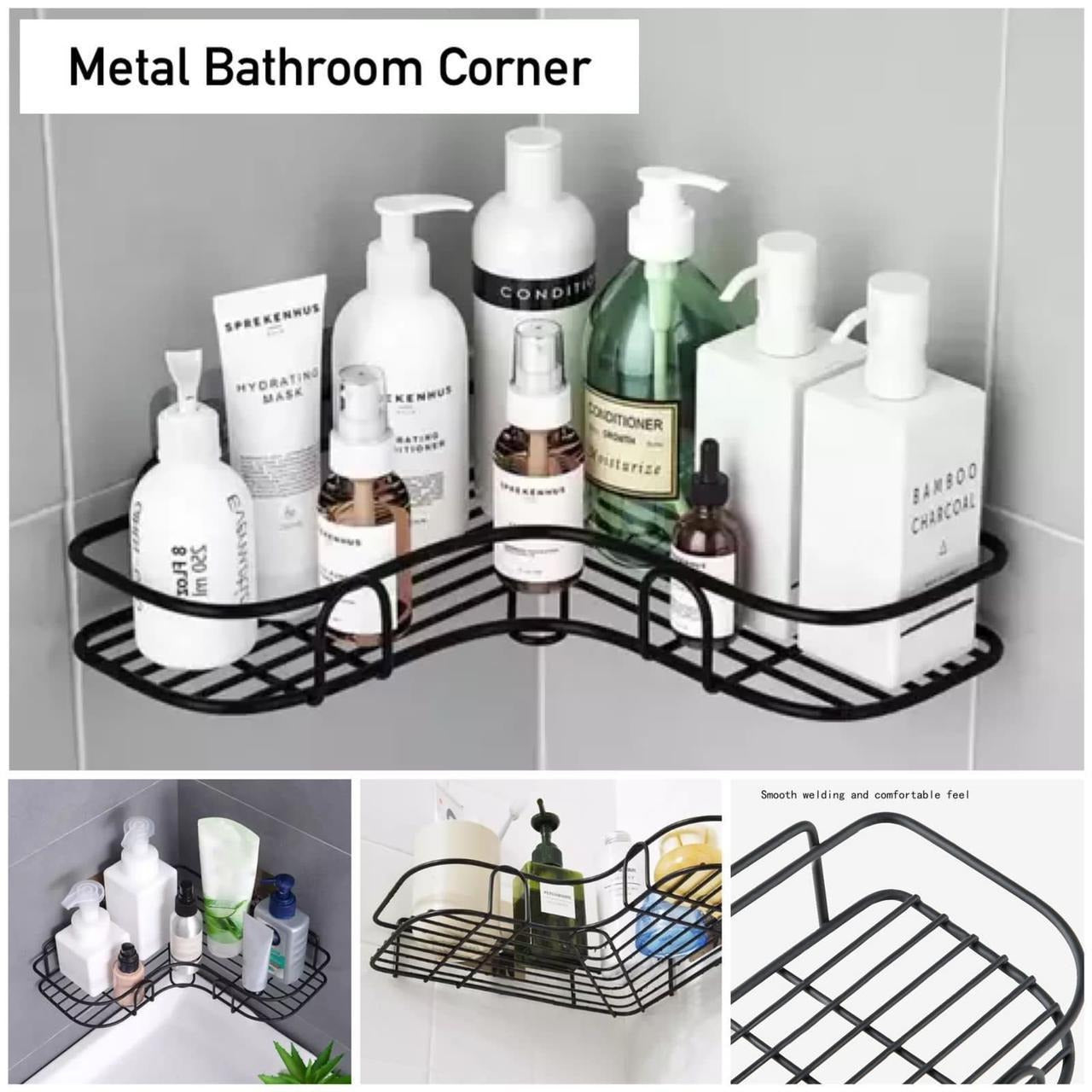 Wall Corner Rack | Multipurpose Kitchen & Bathroom Corner Organizer | Metal Wall Mount Storage Rack