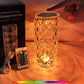 16 Colors Diamond Rose Crystal Touch Lamp | USB Rechargeable Bedside Lamp with Remote