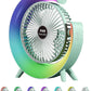 Colorful USB Rechargeable Desktop Fan | Silent Cooling, LED Ambient Light, 3-Speed Rotation