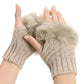 Women’s Faux Fur Fingerless Knitted Gloves | Warm Winter Hand Wrist Warmers | Soft, Stylish & Comfortable | Beige