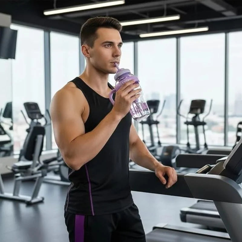 Ice Cream Water Bottle with Straw & Tea Infuser | 1400ml  |  | Large Capacity Gym & Summer Drink Bottle | Random color