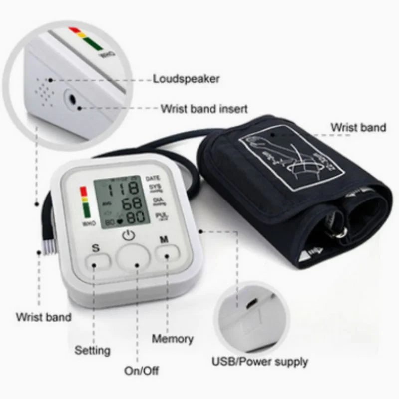 Digital Blood Pressure Monitor | Upper Arm Automatic BP Machine with Large LCD Display, Memory Storage & Voice Function