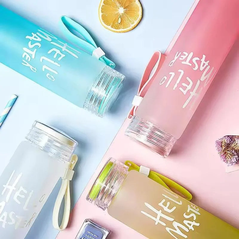 Green Frosted Glass Water Bottle  |  Leak-Proof Insulated Bottle with Hello Master Decal Logo | 400ml