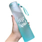 Blue Frosted Glass Water Bottle  |  Leak-Proof Insulated Bottle with Hello Master Decal Logo | 400ml