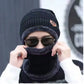 Winter Wool Cap with Neck Warmer Set | Thermal Beanie & Scarf Combo for Men and Women | Black And Gray