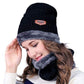 Winter Wool Cap with Neck Warmer Set | Thermal Beanie & Scarf Combo for Men and Women | Black And Gray