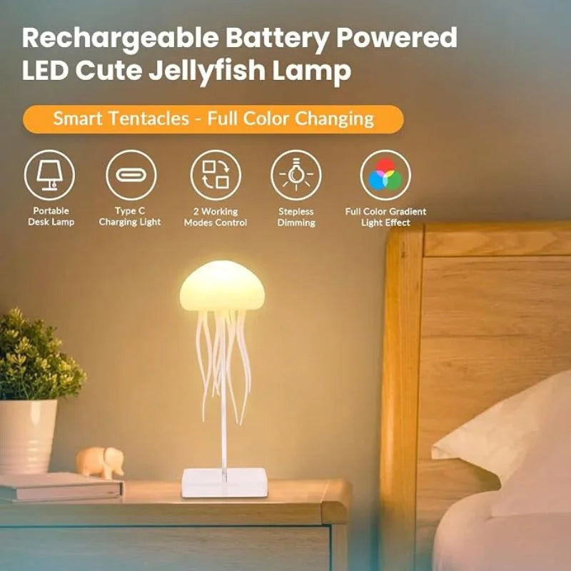 LED Jellyfish Lamp RGB Mood Light | Voice Control Fantasy Jellyfish Night Light  | Decorative Bedroom & Living Room Lighting