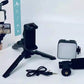 AY-49 Video Making Kit | All-in-One Vlogging Tripod with Wireless Remote, Microphone, LED Light & Mobile Holder