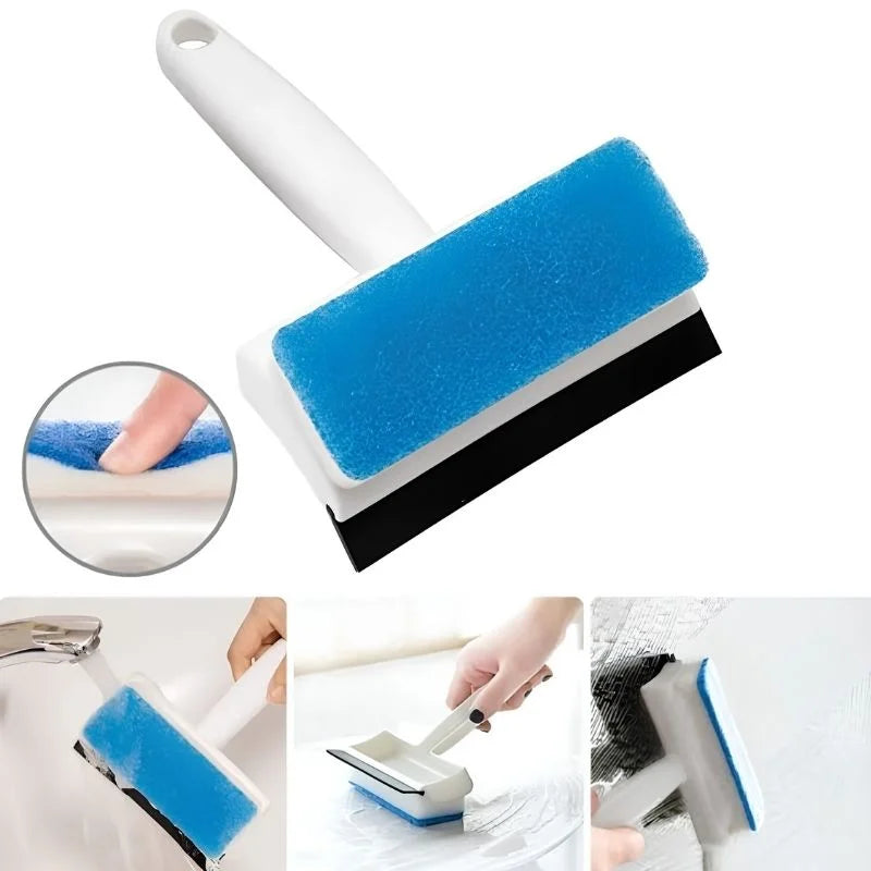 2-in-1 Foam Window Wiper & Glass Cleaner | Rubber Squeegee with Foam Sponge | Car Windshield, Mirror & Kitchen Glass Cleaning Brush