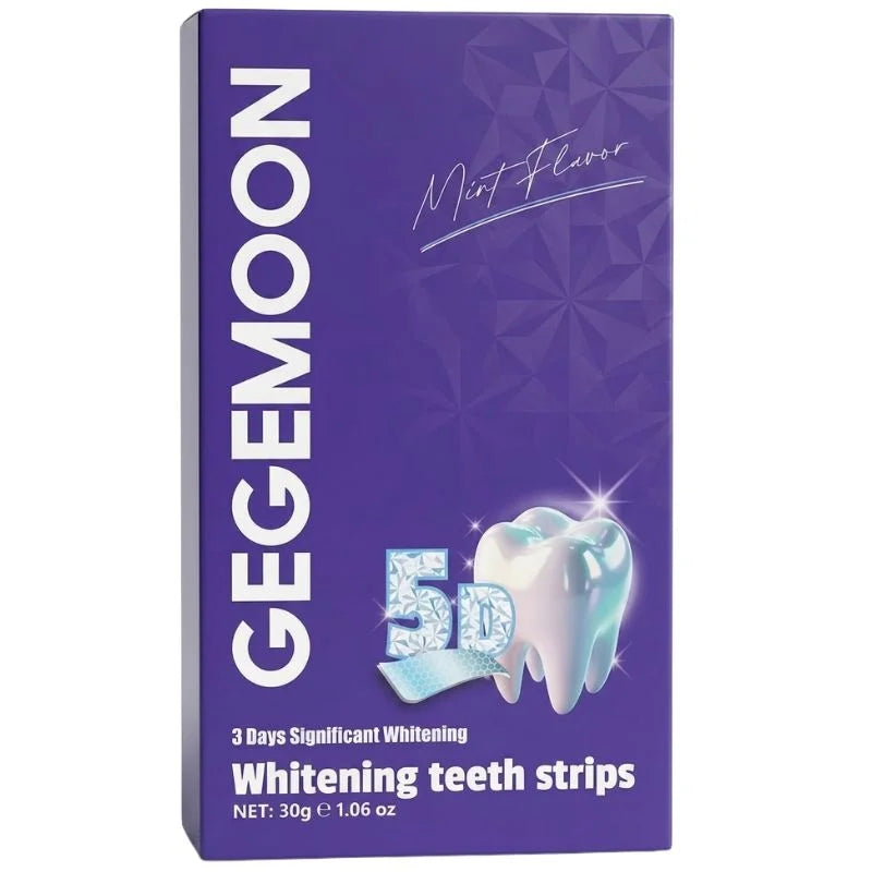 Gegemoon 5D Teeth Whitening Strips | Professional 5-Day Whitening Kit | Enamel Safe Teeth Whitening Strips | Deep Stain Removal | Mint Flavor | 7 Pairs