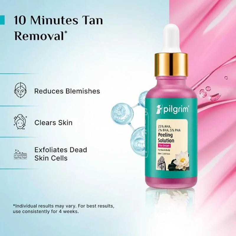 Pilgrim Peeling Solution | Weekend Facial Peel for Deep Cleansing & Exfoliation | Radiant & Even-Toned Skin | For Men & Women | 30ml