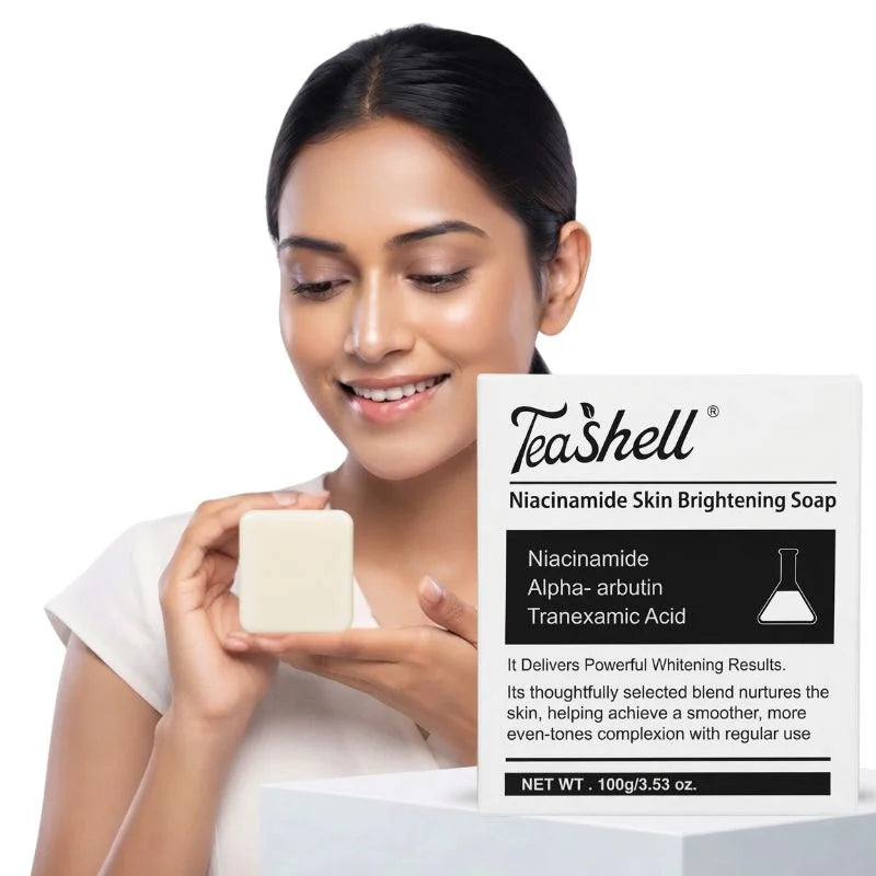 TeaShell Niacinamide Skin Brightening Soap | Face & Body Brightening Bar with Niacinamide, Alpha Arbutin & Tranexamic Acid | Deep Cleansing Formula | For Men & Women | 100g